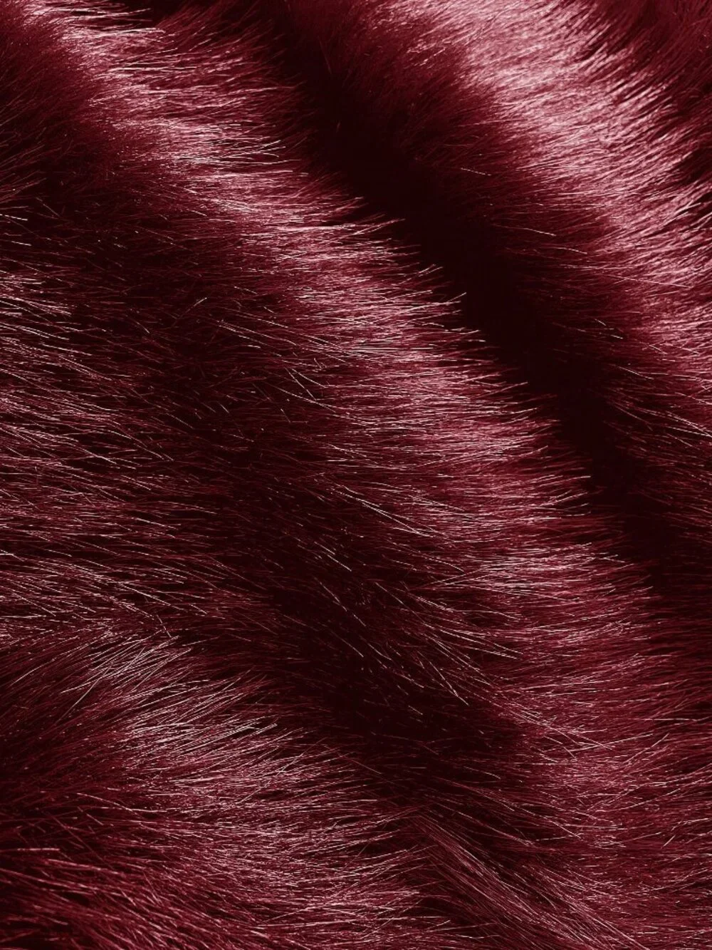 Burgundy Elegant Women's Plus Size Collar Loose Long Sleeve Furry Coat